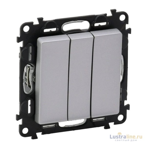 Выключатель трехклавишный Legrand Valena Life 10A 250V алюминий 752603