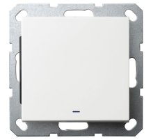 Выключатель одноклавишный со светодиодом Jasmart в комплекте с накладкой 10A 250V белый глянцевый G3011NW