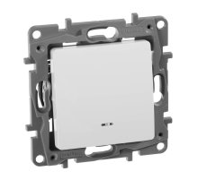 Переключатель одноклавишный Legrand Etika с подсветкой 10A 250V белый 672215