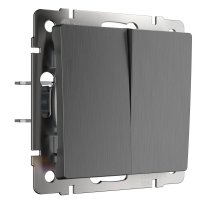 Выключатель двухклавишный Werkel графит рифленый W1120004 4690389158469