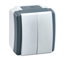 Выключатель двухклавишный Mono Electric Octans IP54 10А 250В бело-серый 154-020001-102