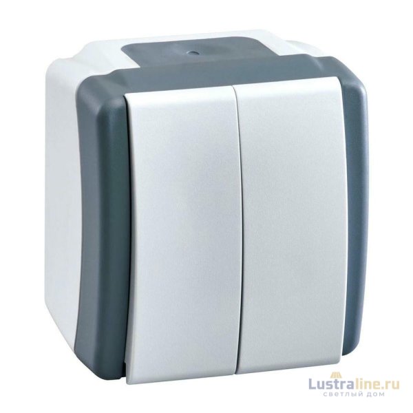 Выключатель двухклавишный Mono Electric Octans IP54 10А 250В бело-серый 154-020001-102