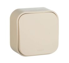Выключатель одноклавишный кнопочный Legrand Quteo 6A 250V слоновая кость 782235