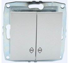 Выключатель двухклавишный проходной Mono Electric Despina-Larissa 10А 250В серебро 500-002123-111 Выключатель двухклавишный проходной Mono Electric Despina-Larissa 10А 250В серебро 500-002123-111
