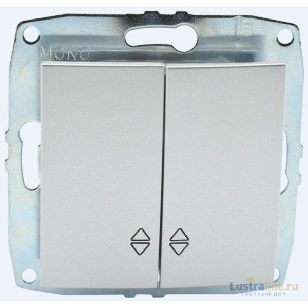 Выключатель двухклавишный проходной Mono Electric Despina-Larissa 10А 250В серебро 500-002123-111