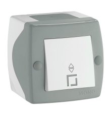 Выключатель одноклавишный проходной Mono Electric Octans IP20 10А 250В бело-серый 104-020001-109