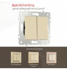 Выключатель двухклавишный проходной Arte Milano 203.32-2.shampan