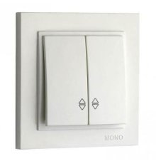 Выключатель двухклавишный проходной Mono Electric Despina 10А 250В жемчуг 102-252523-111