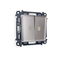 Комплект механизма 2-кл проходного выключателя с подсветкой Ambrella Volt Alfa MA504030