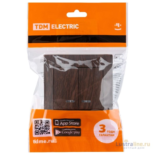 Выключатель двухклавишный с подсветкой Лама TDM Electric SQ1815-0405 Выключатель двухклавишный с подсветкой Лама TDM Electric SQ1815-0405