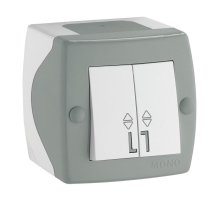 Выключатель двухклавишный проходной Mono Electric Octans IP20 10А 250В бело-серый 104-020001-111