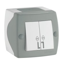 Выключатель двухклавишный проходной Mono Electric Octans IP20 10А 250В бело-серый 104-020001-111