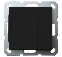 Выключатель трехклавишный Jasmart с накладкой 10A 250V черный матовый (soft touch) G3031PB