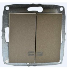 Выключатель двухклавишный с подсветкой Mono Electric Despina-Larissa 10А 250В бронза 500-002325-103