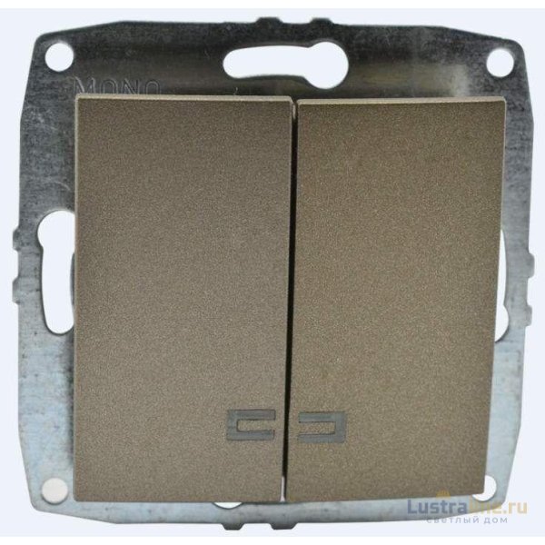 Выключатель двухклавишный с подсветкой Mono Electric Despina-Larissa 10А 250В бронза 500-002325-103