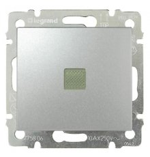 Переключатель одноклавишный промежуточный Legrand Valena 10A 250V с подсветкой алюминий 770148