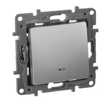 Переключатель одноклавишный Legrand Etika с подсветкой 10A 250V алюминий 672415