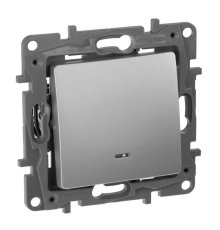 Переключатель одноклавишный Legrand Etika с подсветкой 10A 250V алюминий 672415