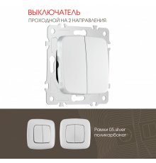 Выключатель двухклавишный проходной Arte Milano 205.32-2.silver