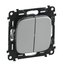 Выключатель двухклавишный Legrand Valena Allure 10A 250V алюминий 752905