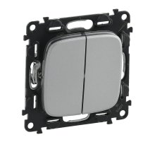 Переключатель двухклавишный Legrand Valena Allure 10А 250В алюминий 752908