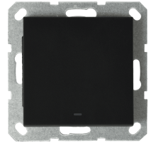 Выключатель одноклавишный Jasmart проходной со светодиодом с накладкой 10A 250V черный матовый (soft touch) G3012NPB