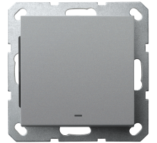 Выключатель со светодиодом Jasmart проходной одноклавишный в комплекте с накладкой 10A 250V цвет алюминий G3012NS