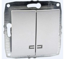 Выключатель двухклавишный с подсветкой Mono Electric Despina-Larissa 10А 250В серебро 500-002125-103