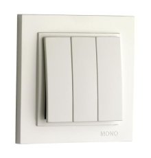 Выключатель трехклавишный Mono Electric Despina 10А 250В белый 102-190022-114