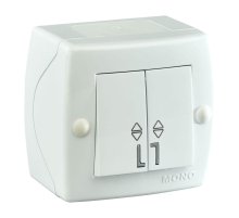 Выключатель двухклавишный проходной Mono Electric Octans IP20 10А 250В белый 104-010101-111