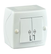 Выключатель двухклавишный проходной Mono Electric Octans IP20 10А 250В белый 104-010101-111