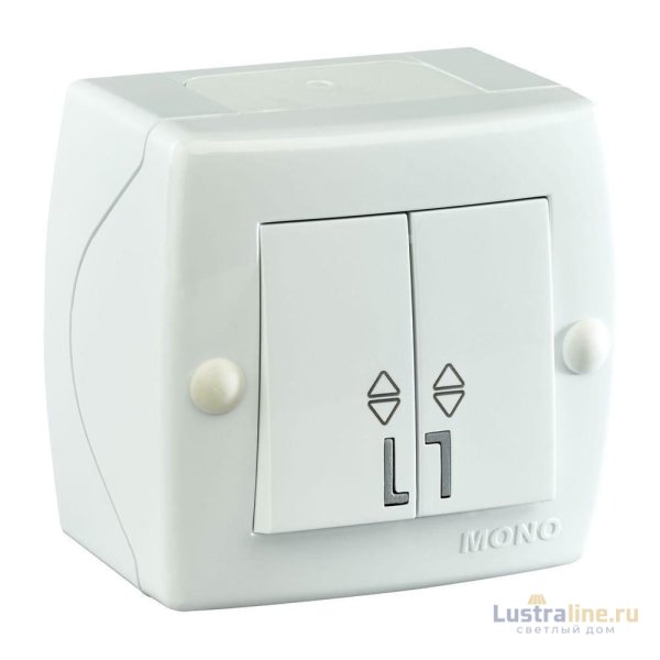 Выключатель двухклавишный проходной Mono Electric Octans IP20 10А 250В белый 104-010101-111