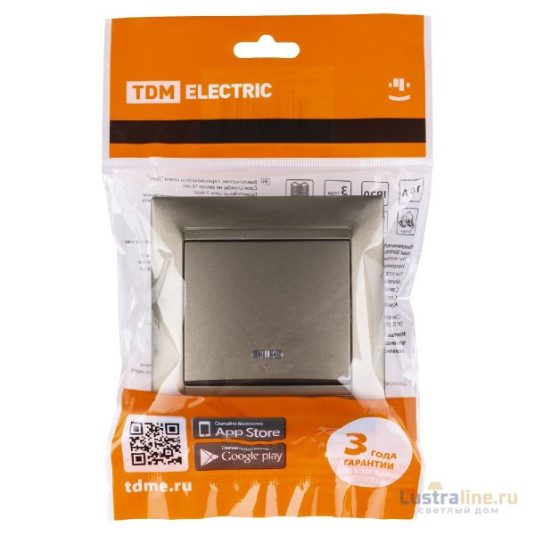 Выключатель одноклавишный с подсветкой Лама TDM Electric SQ1815-0704