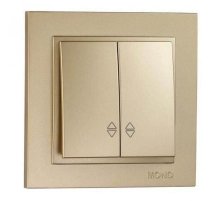 Выключатель двухклавишный проходной Mono Electric Despina 10А 250В титан 102-222223-111