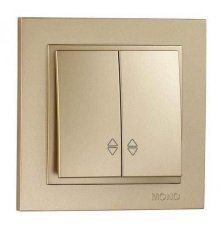 Выключатель двухклавишный проходной Mono Electric Despina 10А 250В титан 102-222223-111