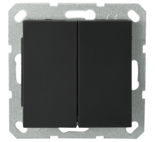 Выключатель двухклавишный Jasmart проходной с накладкой 10A 250V черный матовый (soft touch) G3022PB