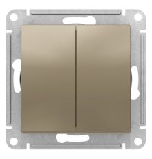 Выключатель двухклавишный проходной Schneider Electric Atlas Design ATN000565
