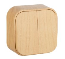 Выключатель двухклавишный Legrand Quteo 10A 250V дерево 782262