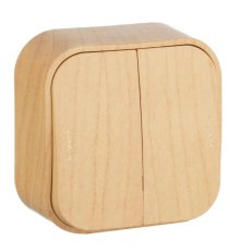 Выключатель двухклавишный Legrand Quteo 10A 250V дерево 782262