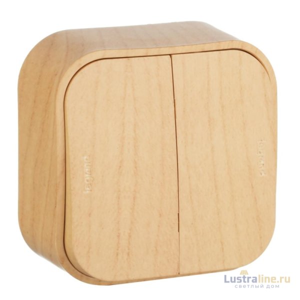 Выключатель двухклавишный Legrand Quteo 10A 250V дерево 782262