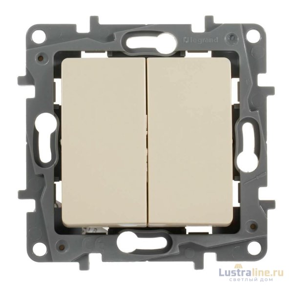 Выключатель двухклавишный Legrand Etika 10A 250V белый 672202