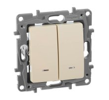 Выключатель двухклавишный Legrand Etika с подсветкой 10A 250V слоновая кость 672304