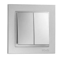 Выключатель двухклавишный Mono Electric Despina 10А 250В серебро 102-212125-102