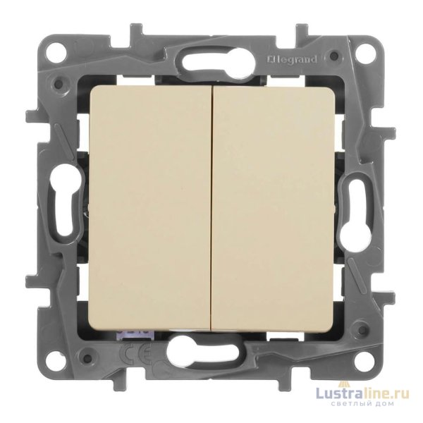 Переключатель двухклавишный Legrand Etika 10A 250V белый 672212