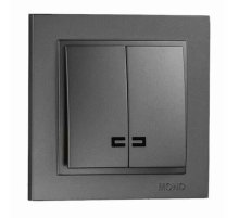 Выключатель двухклавишный с подсветкой Mono Electric Despina 10А 250В графит 102-202025-103