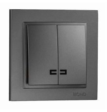 Выключатель двухклавишный с подсветкой Mono Electric Despina 10А 250В графит 102-202025-103