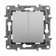 Переключатель двухклавишный Legrand Etika 10A 250V алюминий 672412