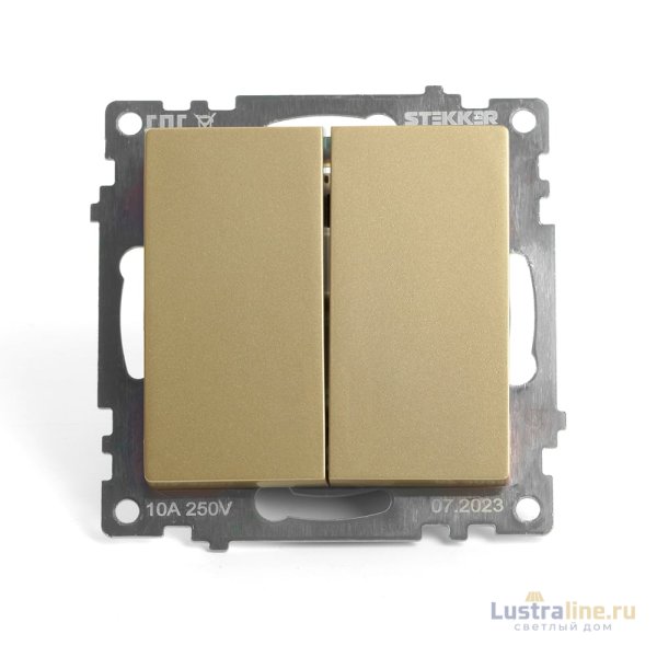 Переключатель 2-клавишный Stekker Катрин GLS10-7107-08 49220