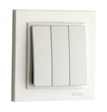 Выключатель трехклавишный Mono Electric Despina 10А 250В слоновая кость 102-010022-114