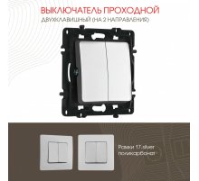 Выключатель двухклавишный проходной Arte Milano 217.32-2.silver